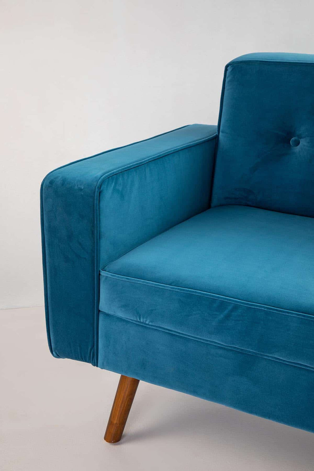 Upholstered Bundle Retro Chaise Sofa in Indigo Velvet Fabric