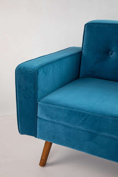 Upholstered Bundle Retro Chaise Sofa in Indigo Velvet Fabric