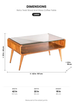 COFFEE TABLES Retro Teak Wood And Glass Coffee Table