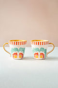 MUGS & CUPS Gypsy Rose Ceramic Ribbed Coffee Mug (Set Of 2)