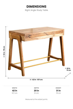 STUDY TABLES Right Angle Study Table (Acacia Wood)