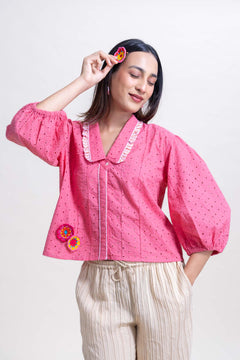 Schiffli Blouse (Rose)