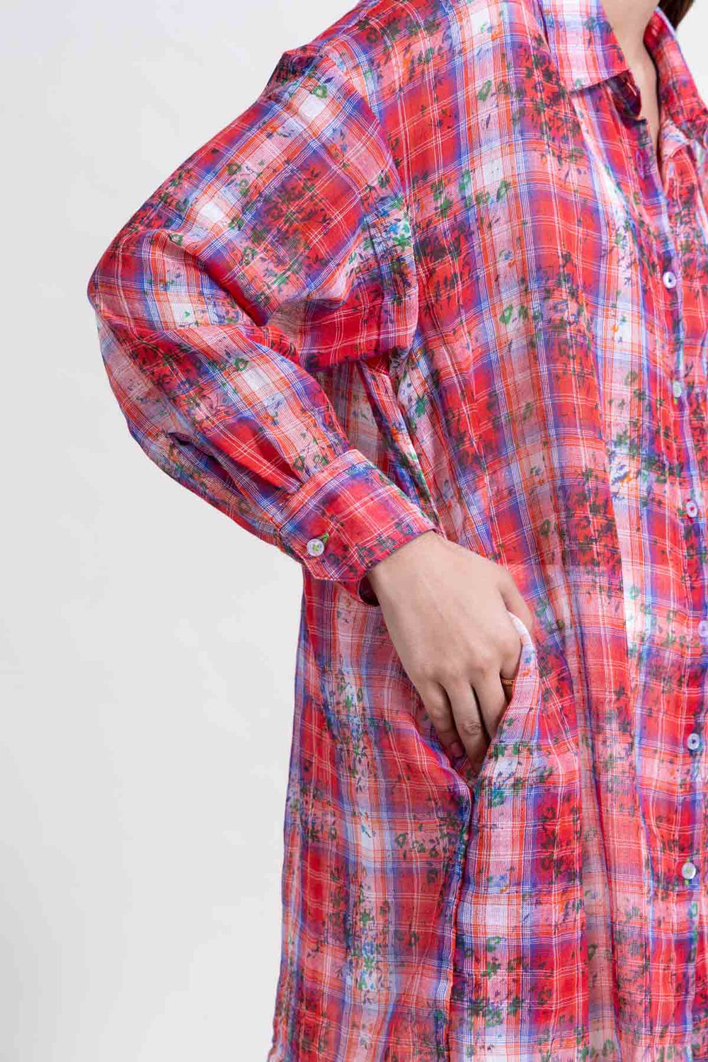 TOPS Trellis Floral Oversize Shirt (Rose)