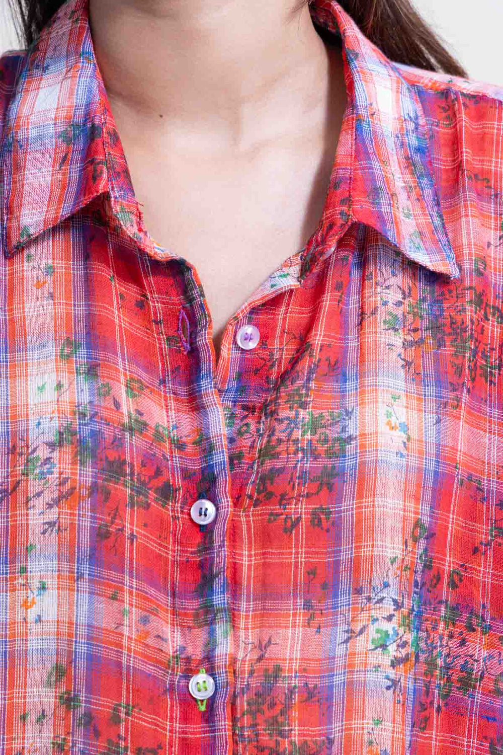 TOPS Trellis Floral Oversize Shirt (Rose)