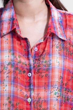 TOPS Trellis Floral Oversize Shirt (Rose)