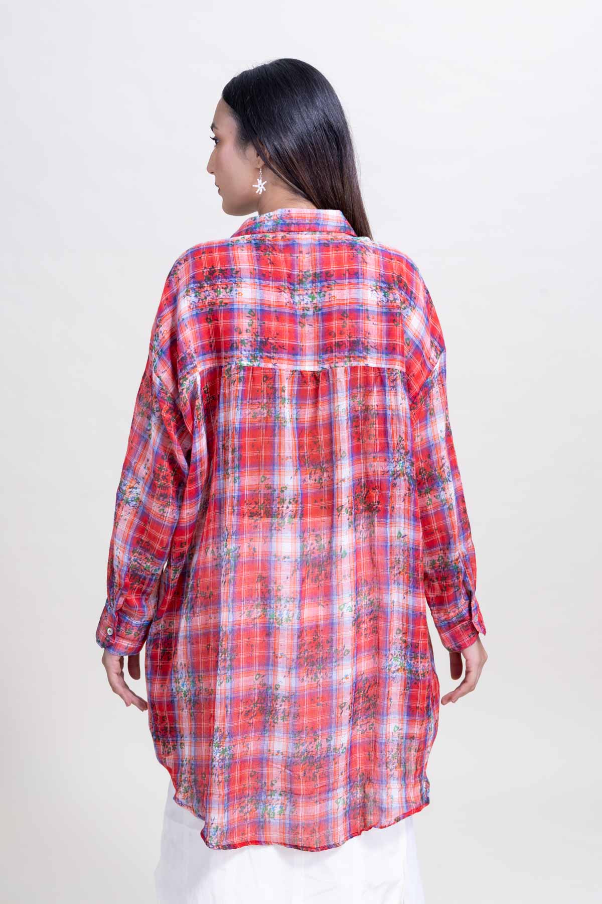 TOPS Trellis Floral Oversize Shirt (Rose)