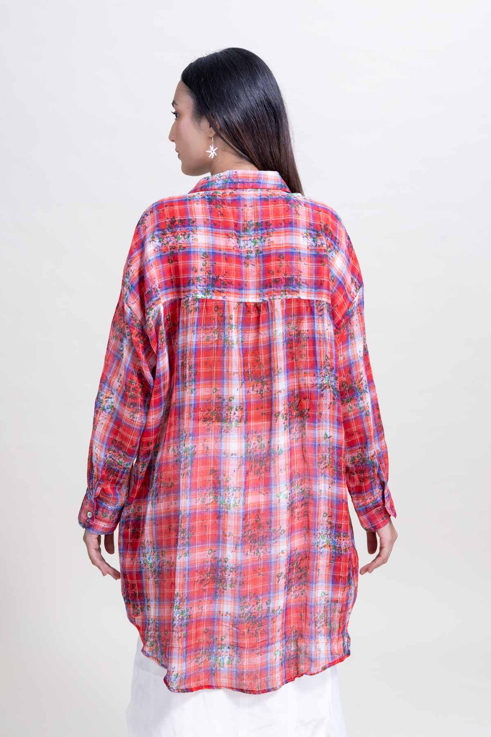 TOPS Trellis Floral Oversize Shirt (Rose)