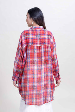 TOPS Trellis Floral Oversize Shirt (Rose)
