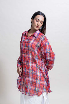 Trellis Floral Oversize Shirt (Rose)