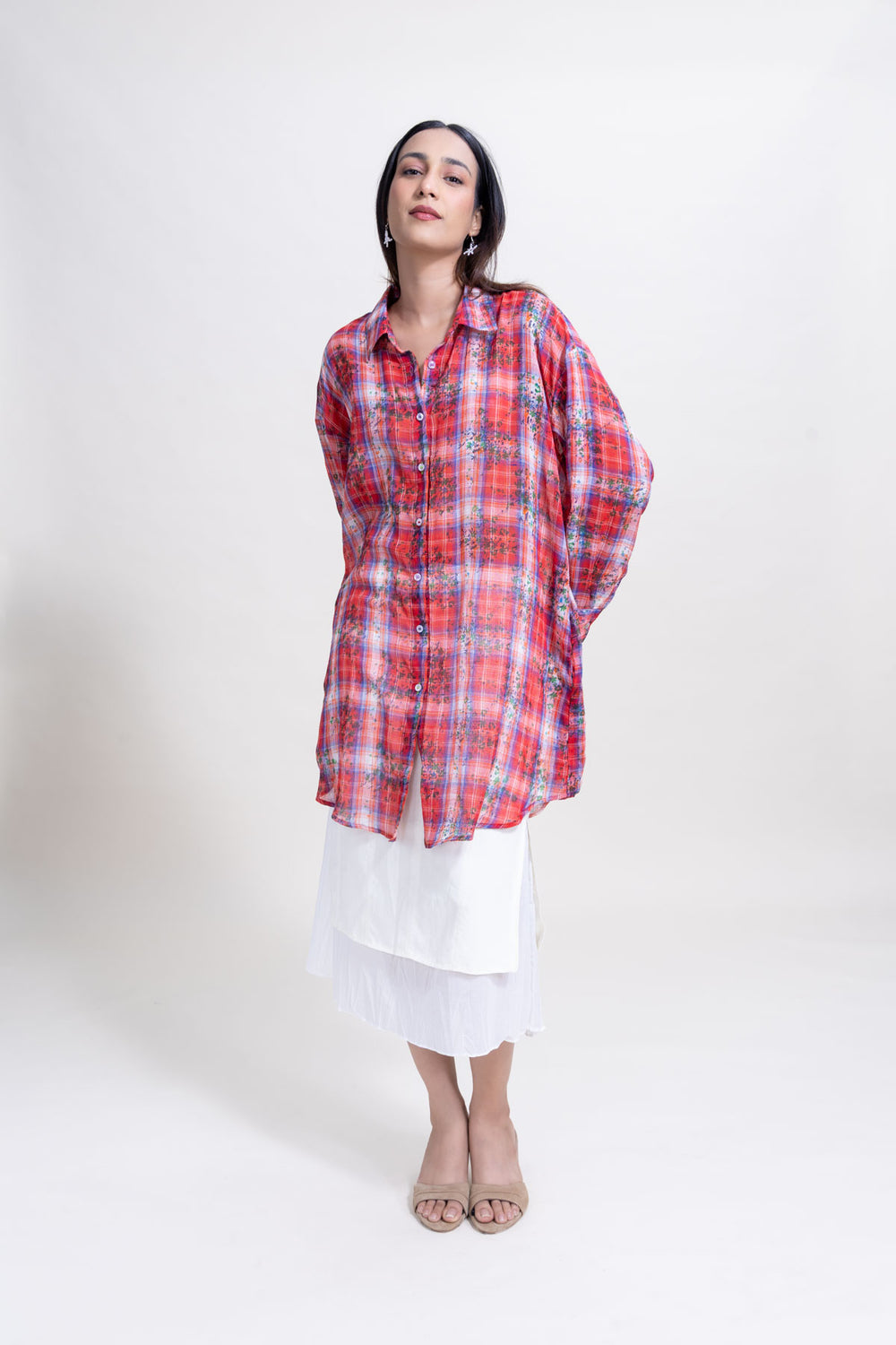 TOPS Trellis Floral Oversize Shirt (Rose)