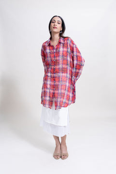 TOPS Trellis Floral Oversize Shirt (Rose)