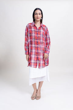 TOPS Trellis Floral Oversize Shirt (Rose)