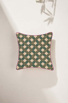 PRINT & PATTERN CUSHIONS Roz Tile Jade Green Cushion Cover (46 X 46 Cm)