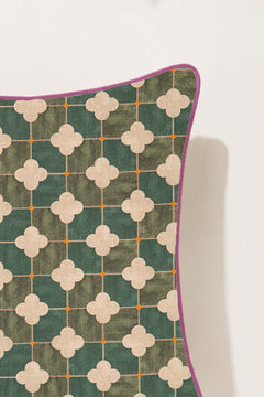 PRINT & PATTERN CUSHIONS Roz Tile Jade Green Cushion Cover (46 X 46 Cm)