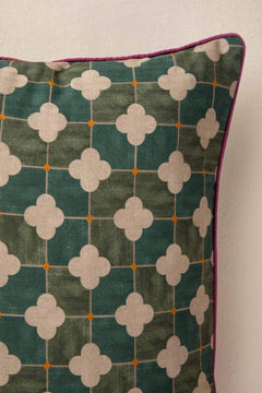 PRINT & PATTERN CUSHIONS Roz Tile Jade Green Cushion Cover (46 X 46 Cm)