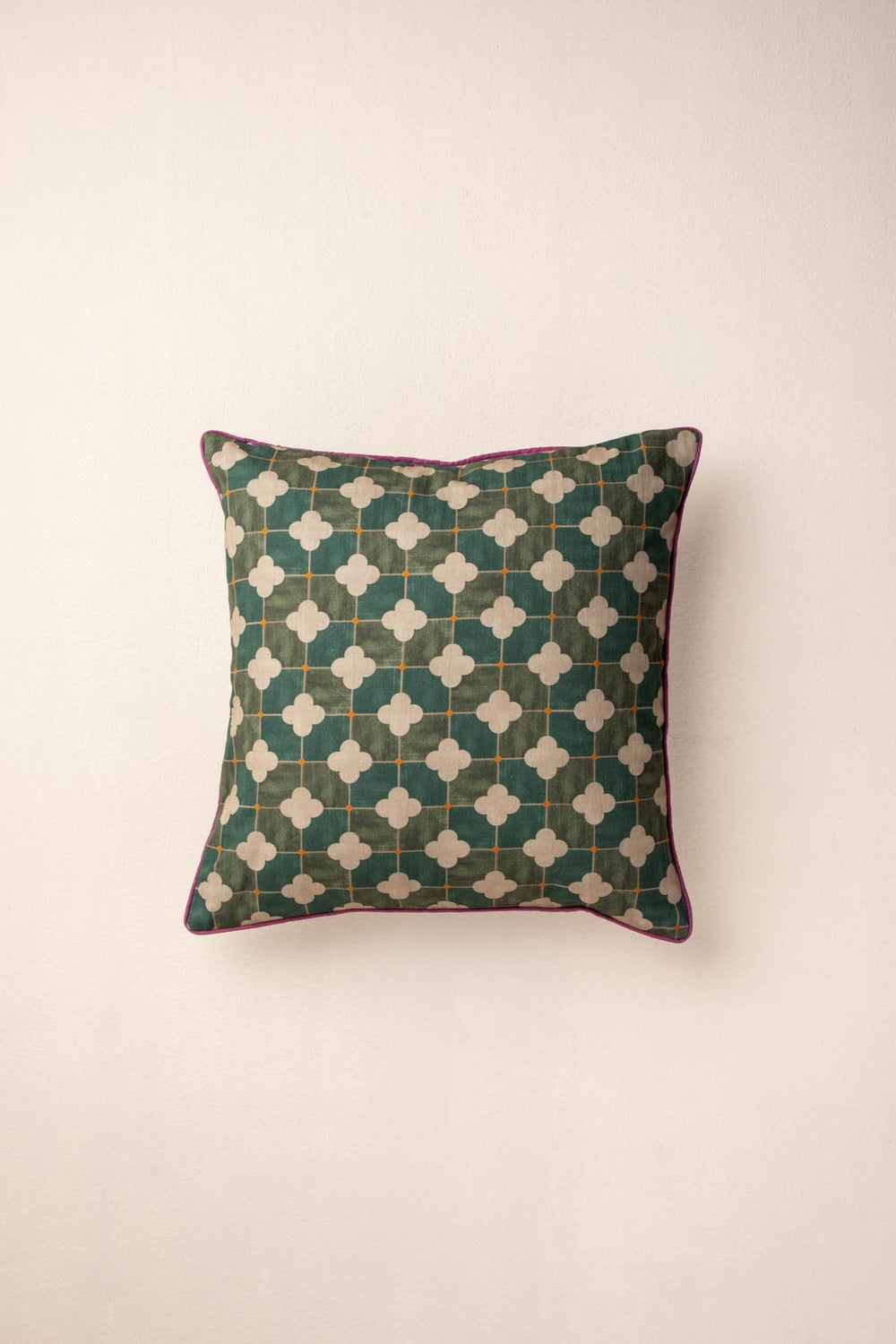 PRINT & PATTERN CUSHIONS Roz Tile Jade Green Cushion Cover (46 X 46 Cm)
