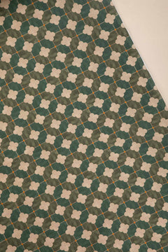 PRINT & PATTERN UPHOLSTERY FABRICS Roz Tile Printed Upholstery Fabric (Jade Green)
