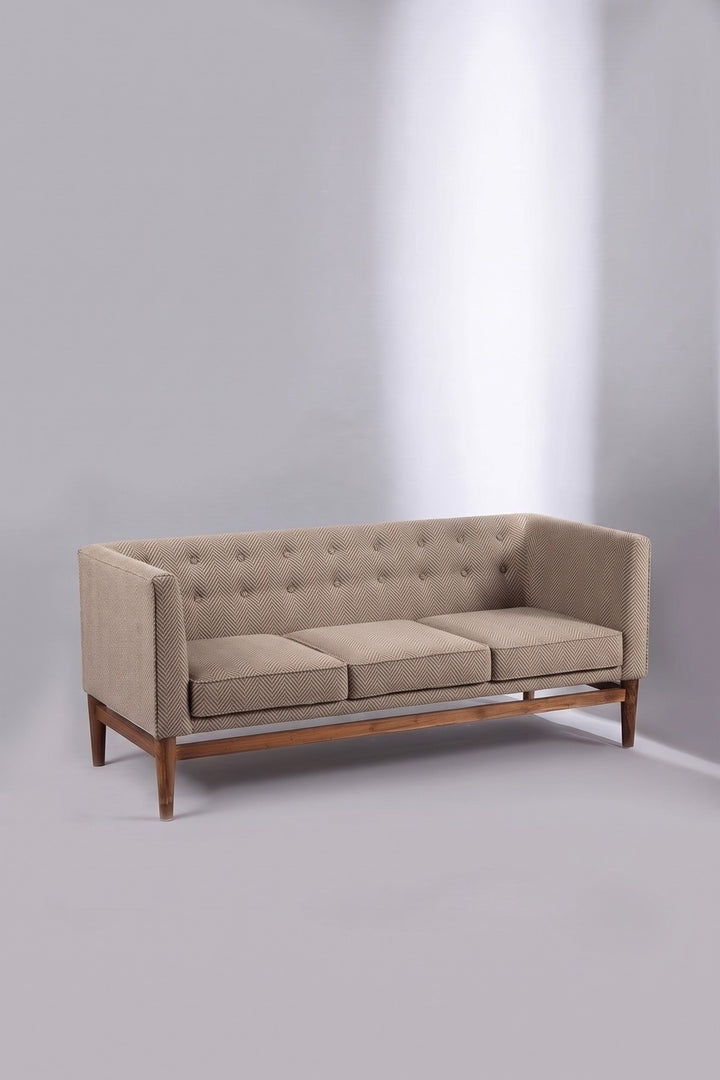 Upholstered Bundle Scandic Sofa in Herringbone Saturn Sand Fabric
