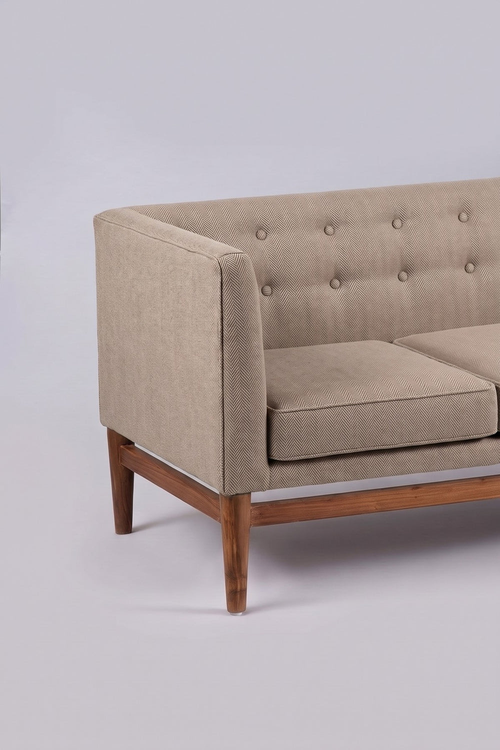 Upholstered Bundle Scandic Sofa in Herringbone Saturn Sand Fabric