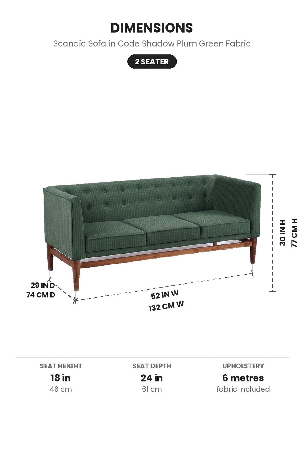 Upholstered Bundle Scandic Sofa in Code Shadow Plum Green Fabric