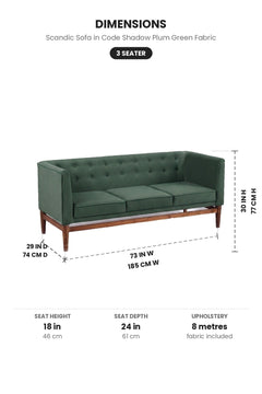 Upholstered Bundle Scandic Sofa in Code Shadow Plum Green Fabric