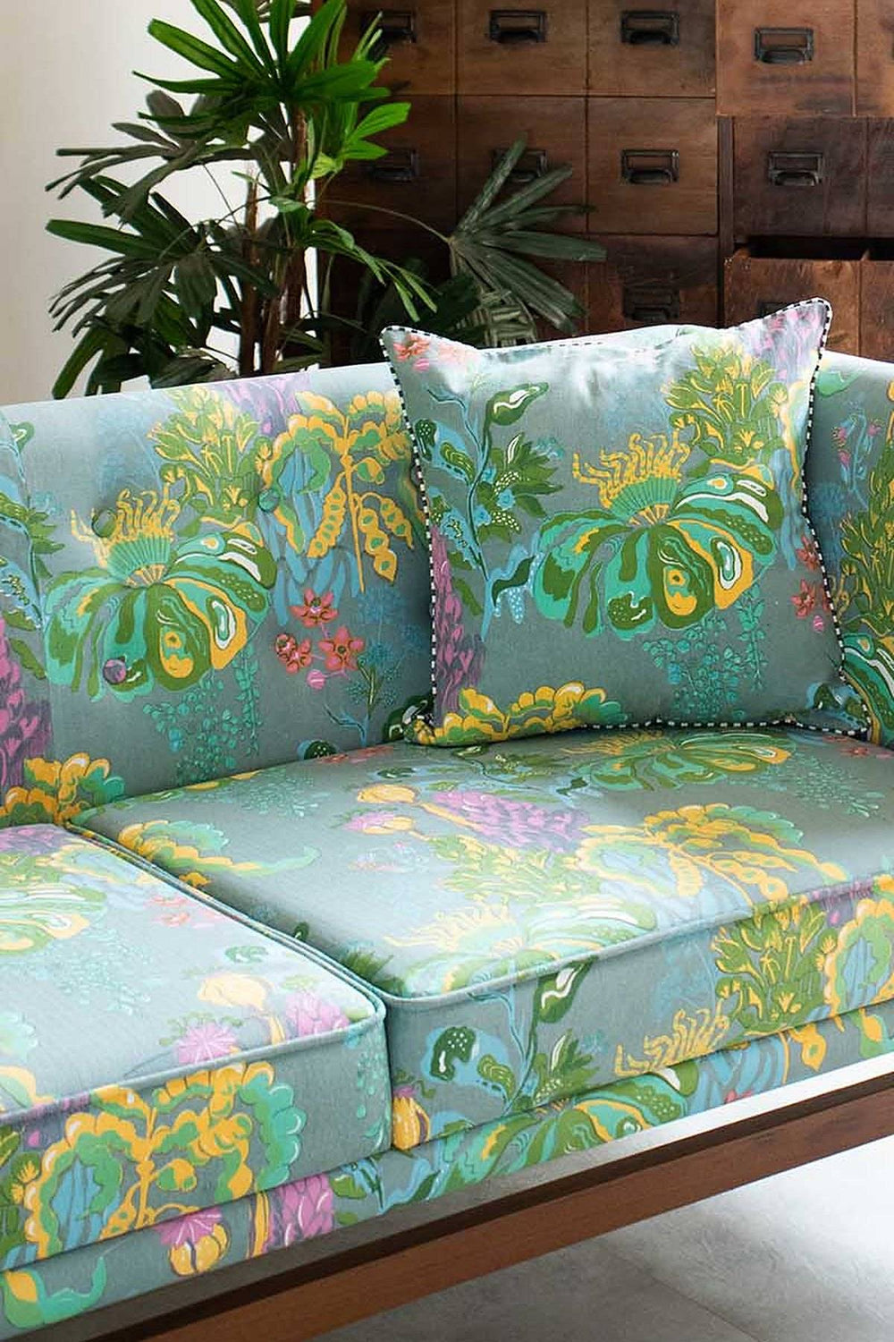 Upholstered Bundle Scandic Sofa in Kachnar Green Fields Fabric