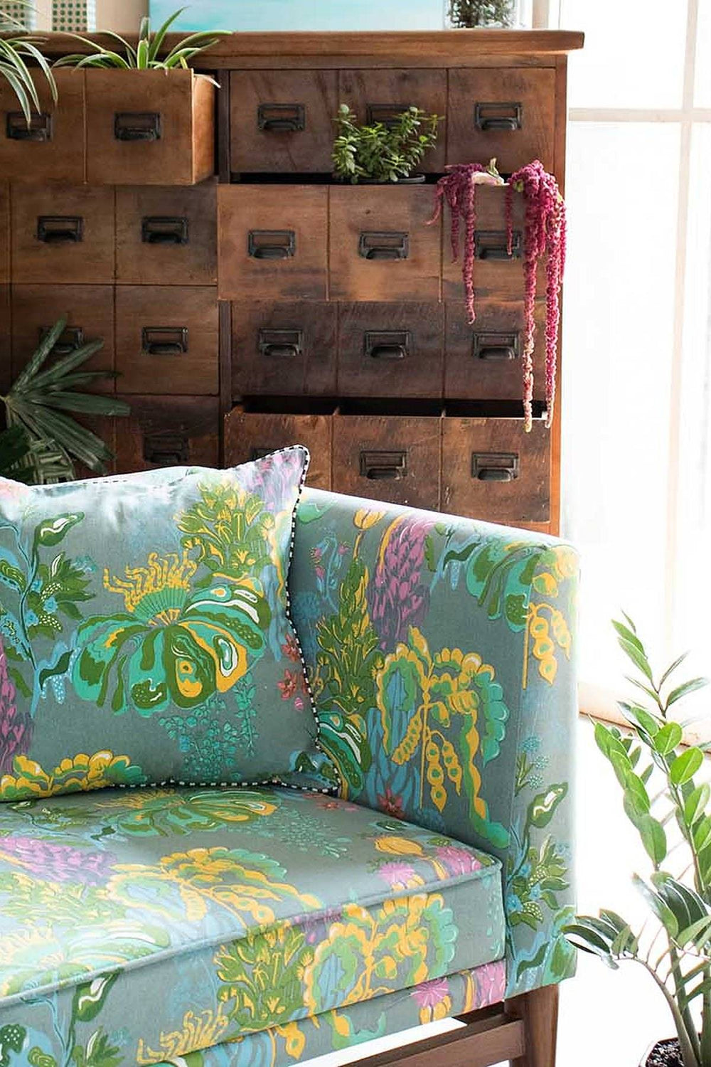 Upholstered Bundle Scandic Sofa in Kachnar Green Fields Fabric