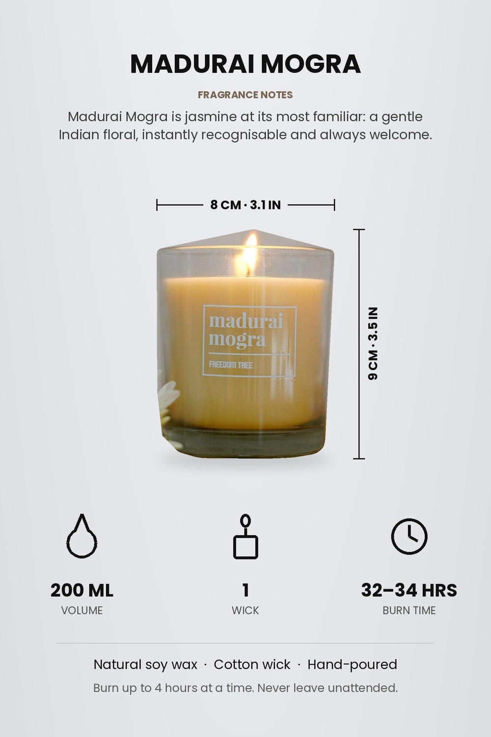 SCENTED CANDLES Mogra Natural Soy Wax Scented Candle (200 ML)
