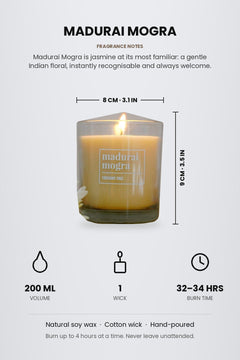 SCENTED CANDLES Mogra Natural Soy Wax Scented Candle (200 ML)