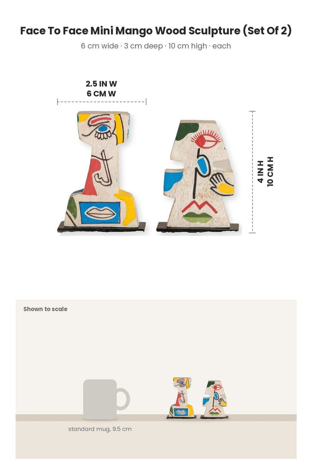 FIGURINES Face To Face Mini Mango Wood Sculpture (Set Of 2)