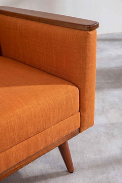 Upholstered Bundle Senhur Accent Chair in Raffia Ginger Orange Fabric
