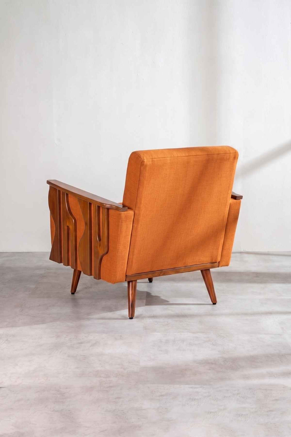 Upholstered Bundle Senhur Accent Chair in Raffia Ginger Orange Fabric
