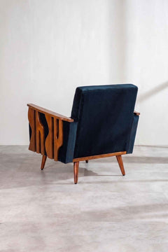 Upholstered Bundle Senhur Accent Chair in Indigo Velvet Fabric