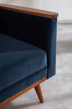 Upholstered Bundle Senhur Accent Chair in Indigo Velvet Fabric