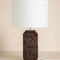 Senhur Charcoal Wood Table Lamp with Loose Weave Drum Lampshade (Off White)