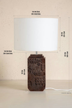 Lighting Bundle Senhur Charcoal Wood Table Lamp with Loose Weave Drum Lampshade (Off White)