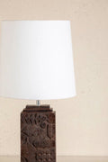 Lighting Bundle Senhur Charcoal Wood Table Lamp with Solid Taper Lampshade (Off White)