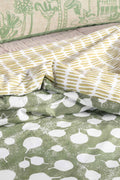SENHUR LEAF PRINT & PATTERN DUVET COVER SAGE GREEN