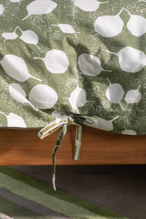 SENHUR LEAF PRINT & PATTERN DUVET COVER SAGE GREEN