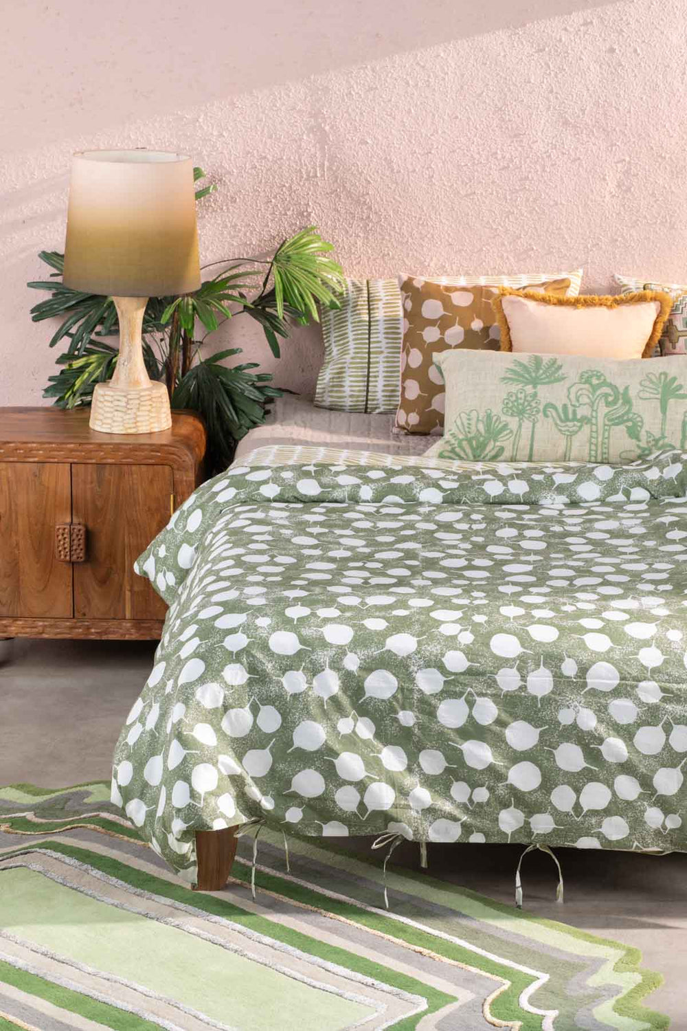 Senhur Leaf Sage Green Duvet Cover