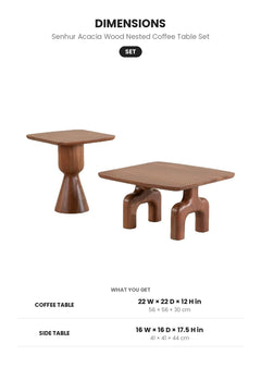 COFFEE TABLES Senhur Acacia Wood Nested Coffee Table Set
