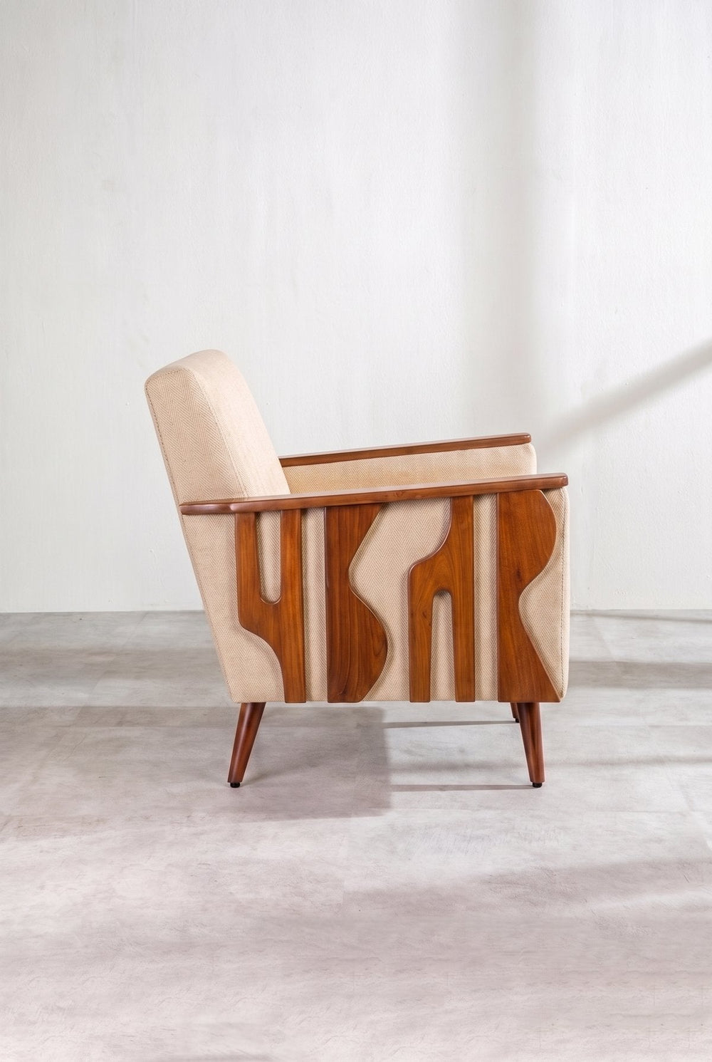 Upholstered Bundle Senhur Accent Chair in Golden Sand Fabric