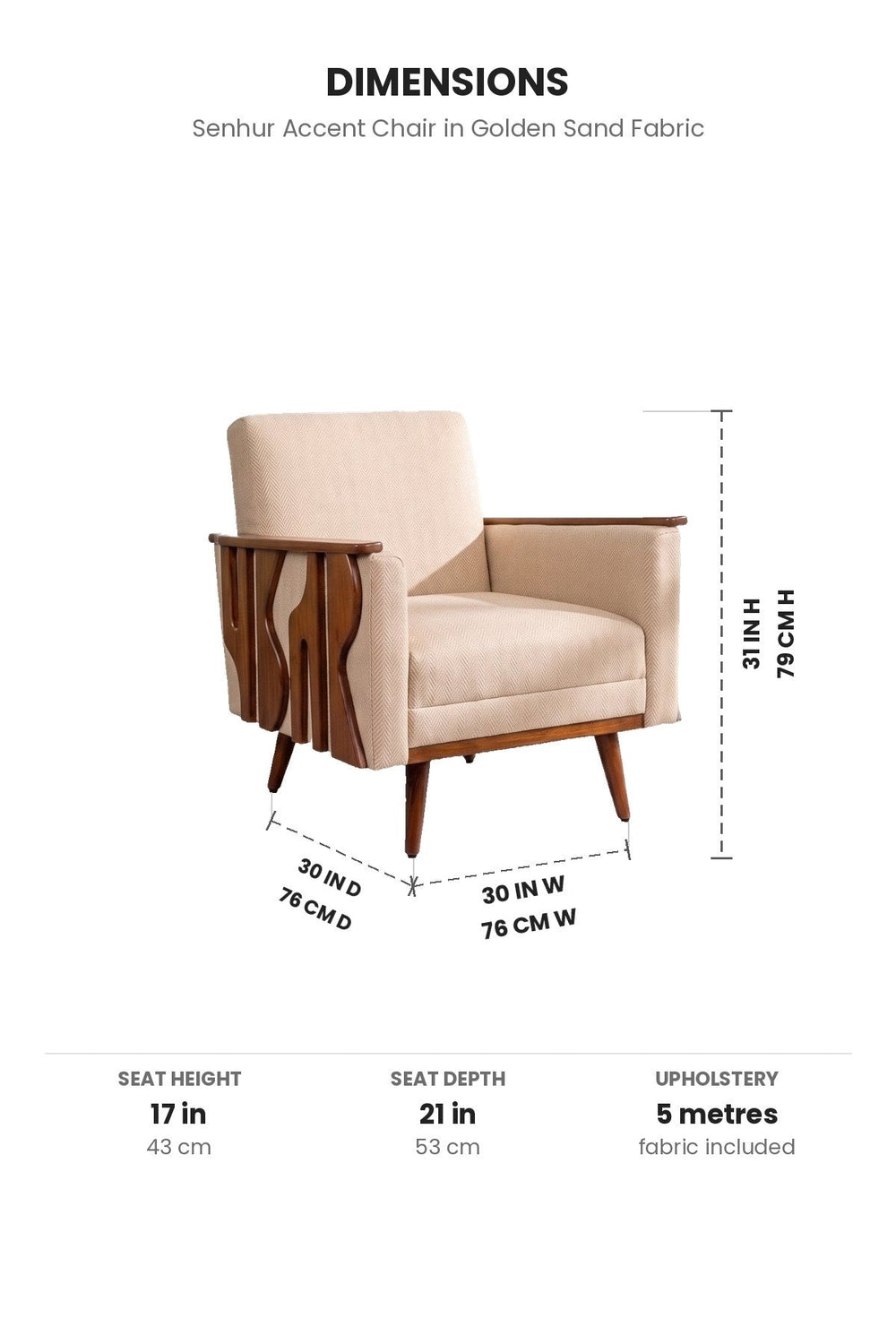 Upholstered Bundle Senhur Accent Chair in Golden Sand Fabric