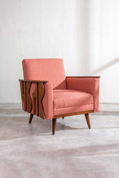 Upholstered Bundle Senhur Accent Chair in Raffia Red Pepper Fabric
