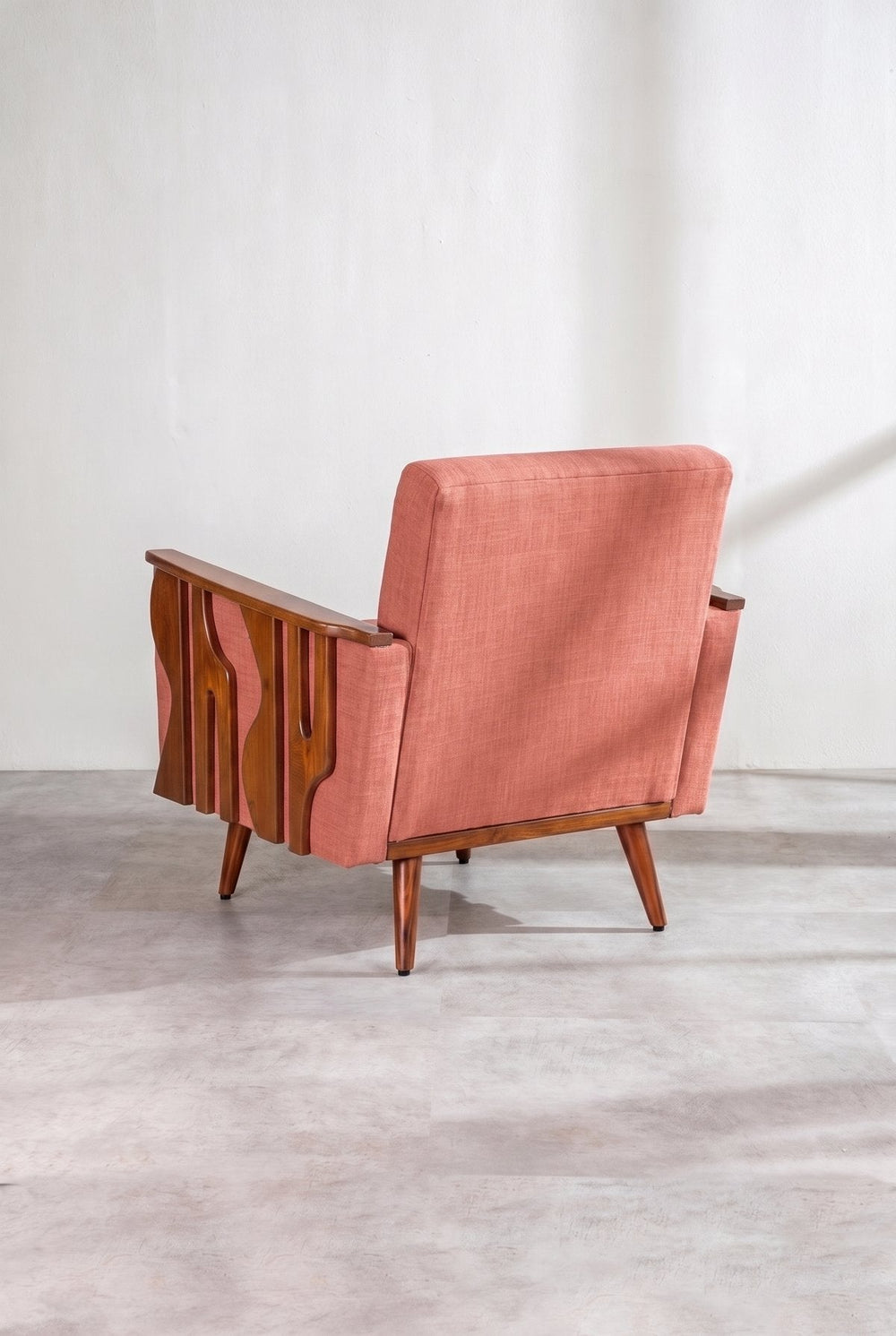 Upholstered Bundle Senhur Accent Chair in Raffia Red Pepper Fabric