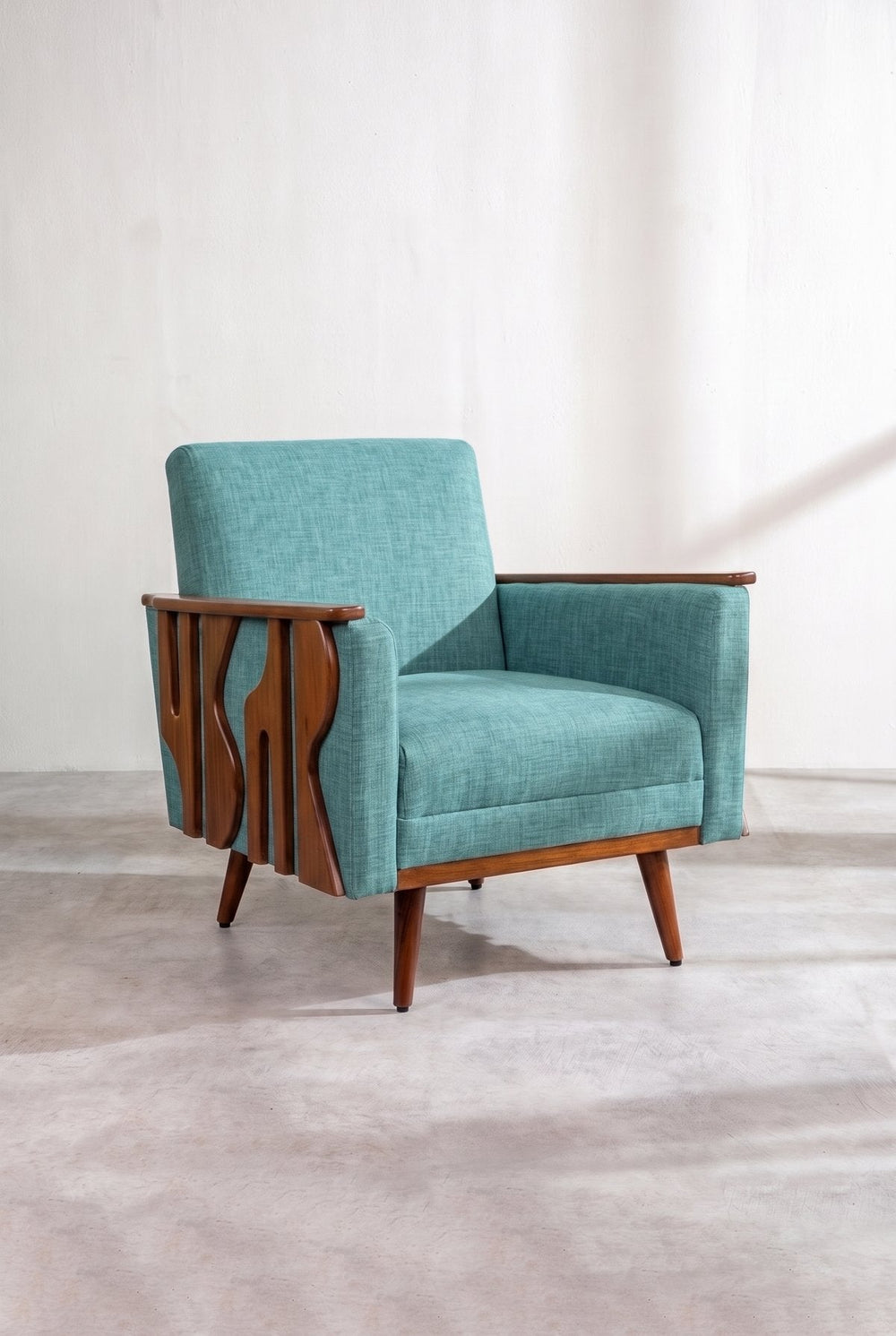 Upholstered Bundle Senhur Accent Chair in Raffia Turquoise Fabric
