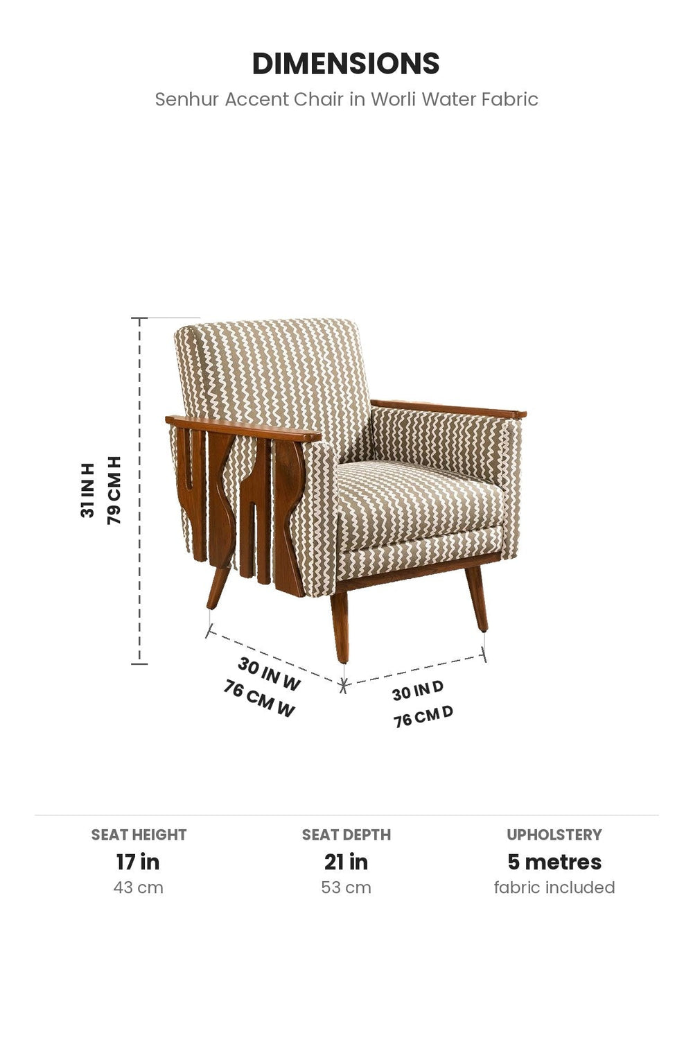 Upholstered Bundle Senhur Accent Chair in Worli Water Fabric