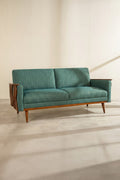 Upholstered Bundle Senhur Sofa in Herringbone Astral Green Fabric