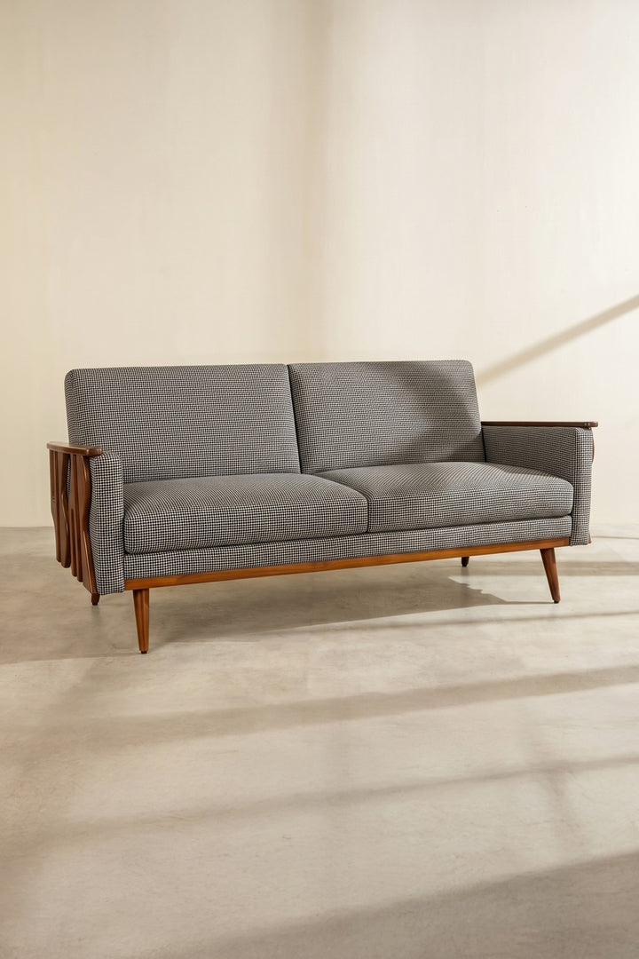 Upholstered Bundle Senhur Sofa in Nilgiri Black & White Fabric