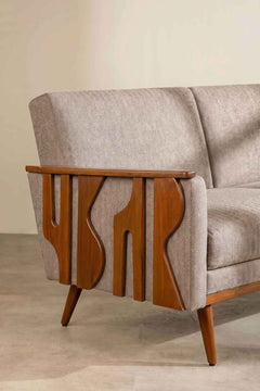 Upholstered Bundle Senhur Sofa in Herringbone Saturn Sand Fabric